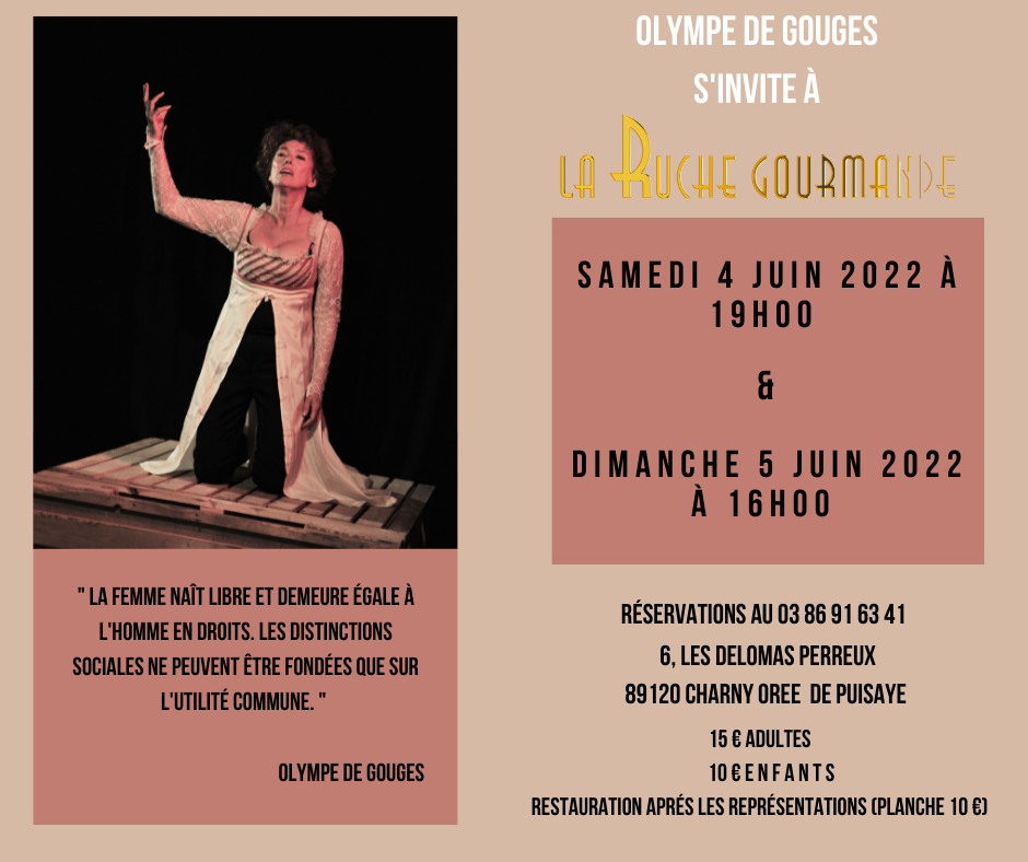 OLYMPE ET MOI  le 4 et 5 juin 2022 à la Ruche Gourmande (89)